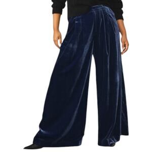 Maeve Anthropologie Velvet Avery Trousers SIZE 6P PETITE Blue Wide Leg Pants